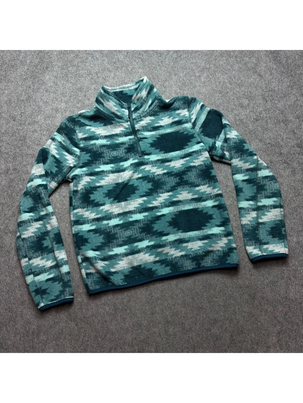 PRINCE & FOX Sweater Womens M Green Mock Neck 1/4 Zip Fleece Aztec Southwestern